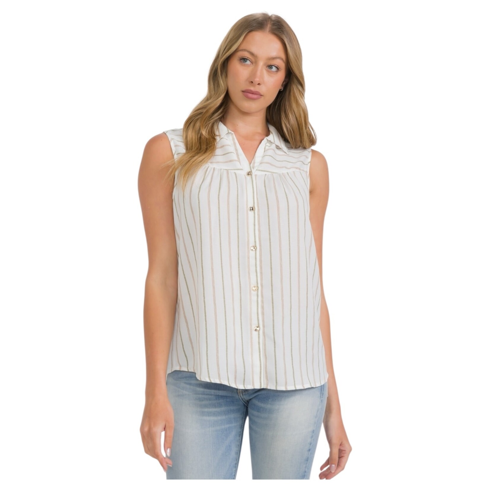 PERSEPTION PERSEPTION SLEEVELESS COLLAR BUTTON DOWN SHIRT TP-MS-2095