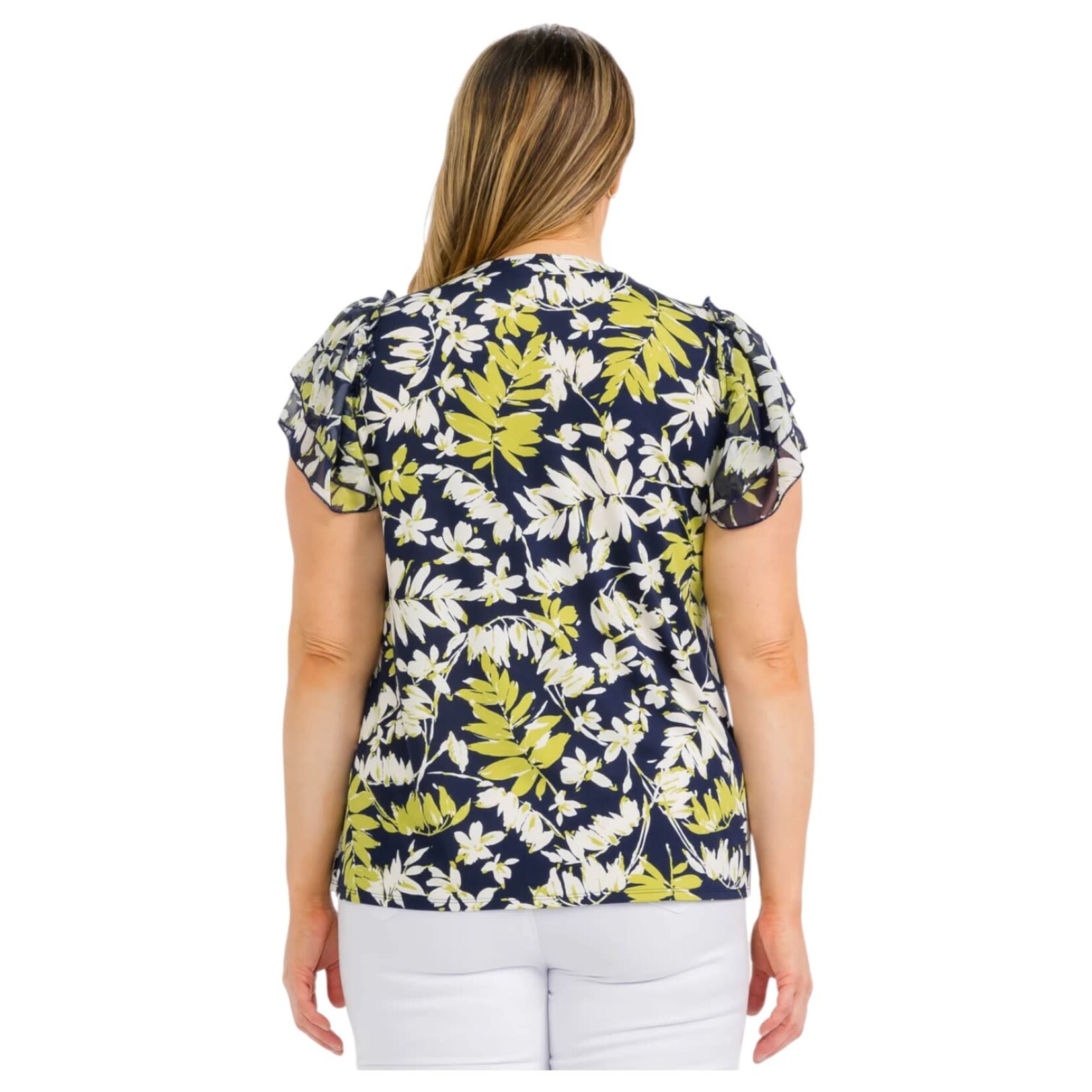 PERSEPTION PERSEPTION PLUS DOUBLE RUFFLE SHORT SLEEVE TOP TP-WM-1877