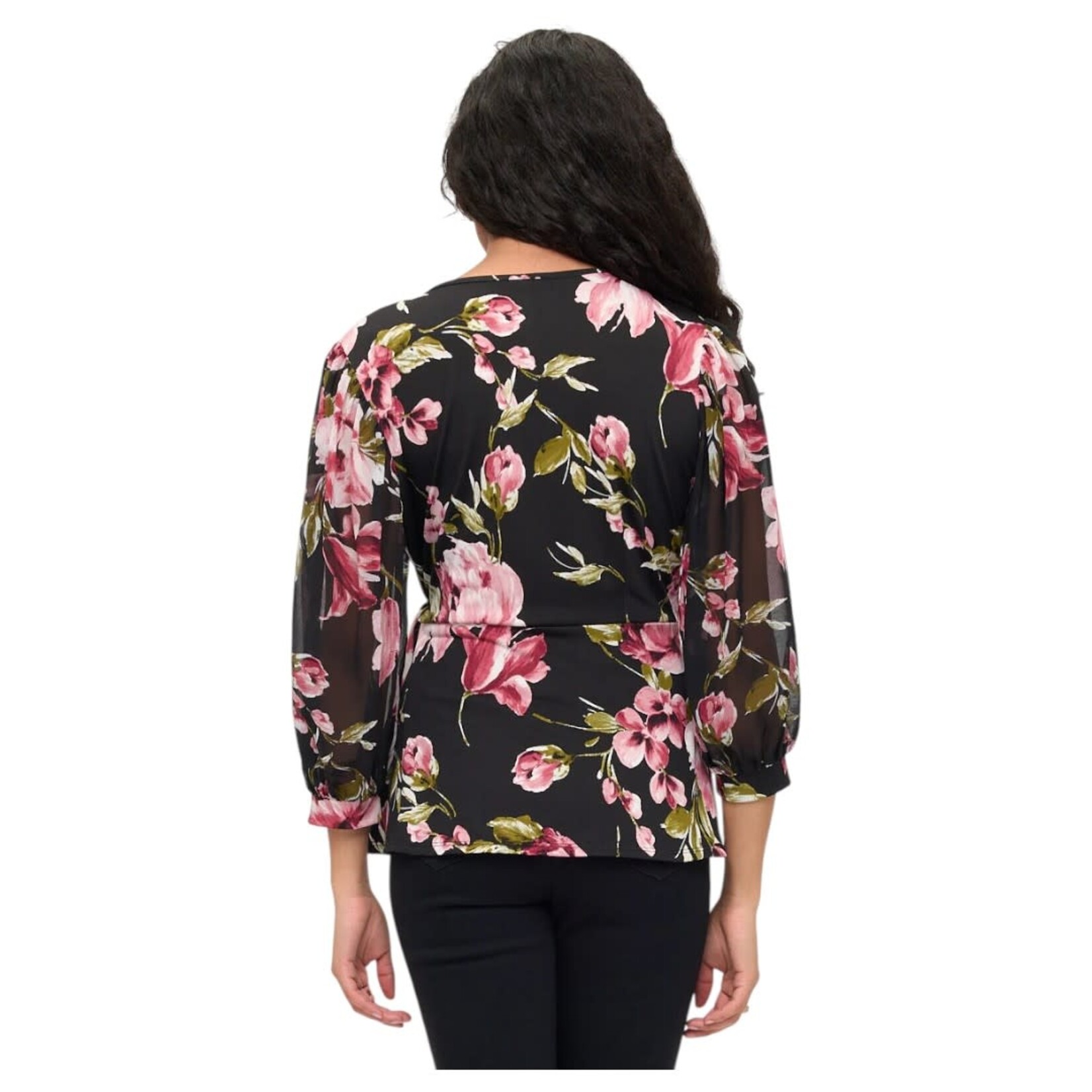 PERSEPTION PERSEPTION  3/4 LANTERN SLEEVE TIE WAIST TOP TP-MS-512