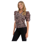 PERSEPTION PERSEPTION RUFFLE PUFF SLEEVE TOP TP-MS-1087