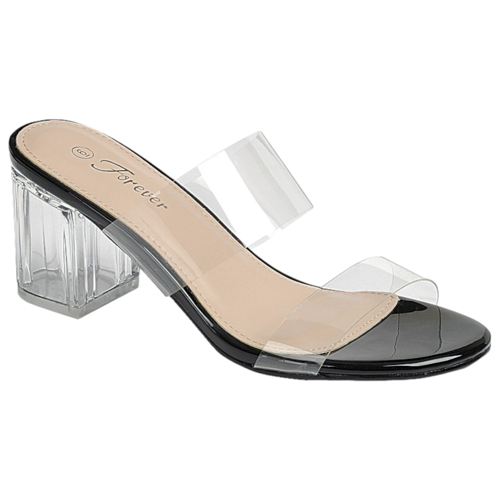 FOREVER FOREVER CLEAR DOUBLE STRAP BOX HEEL NOTARY-86