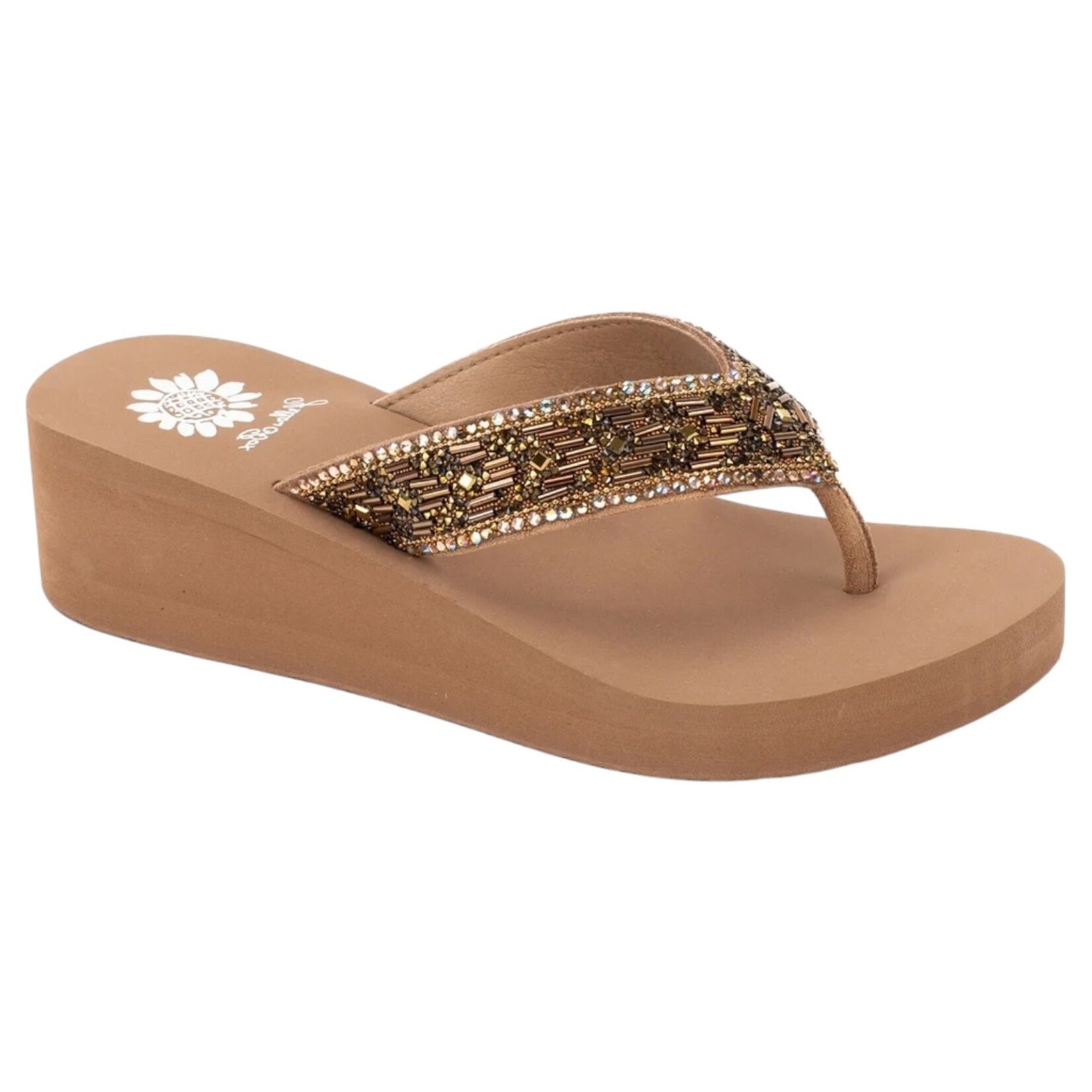 YELLOWBOX YELLOWBOX RHINESTONE THONG SLIPPER WEDGE SALIMA