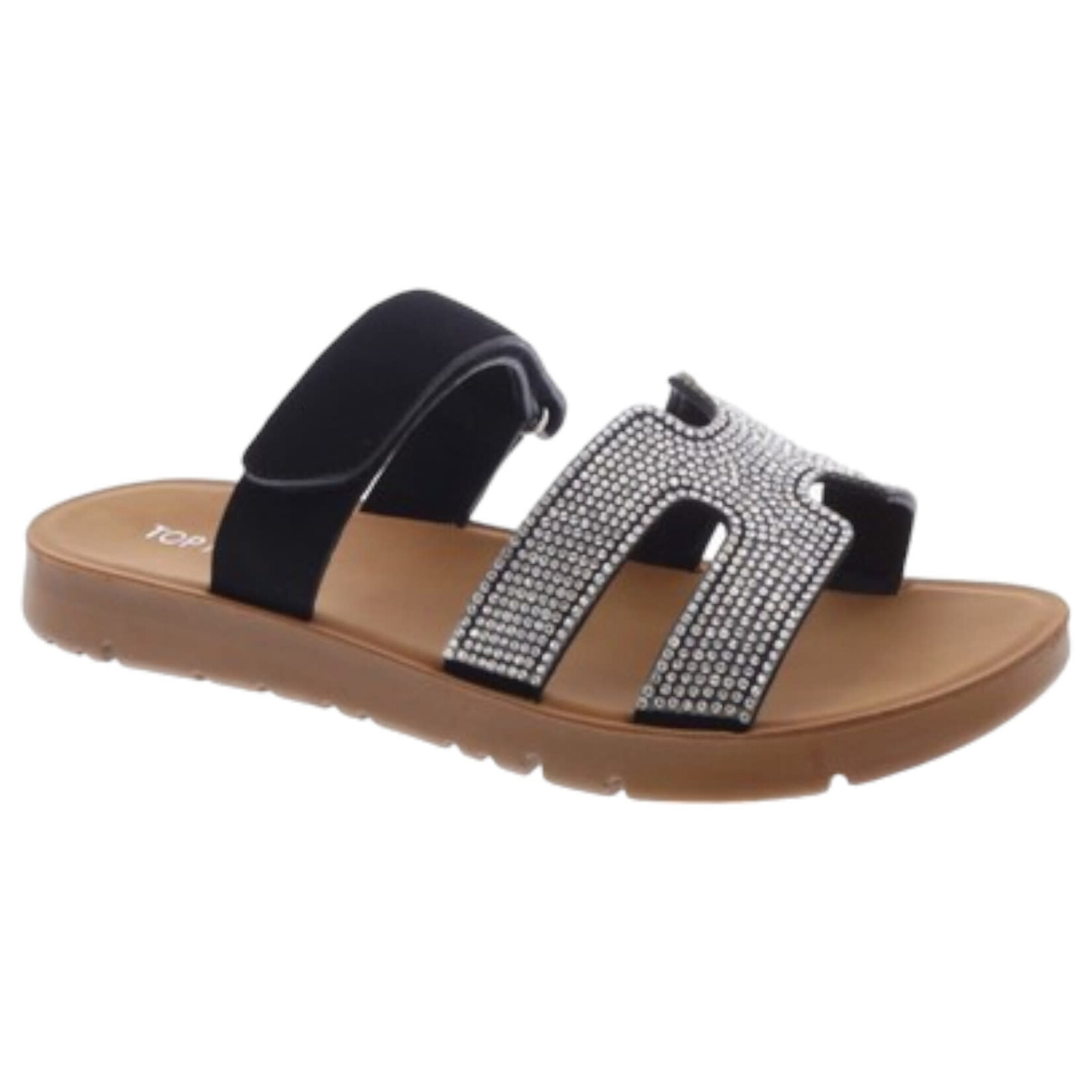 TOP MODA TOP MODA RHINESTONE DOUBLE STRAP SLIDE SLIPPER SYDNEY-36