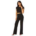 LOVE POEM LOVE POEM SOFT RIBBED CROP TEE WIDE LEG PANT SET HALEY-101