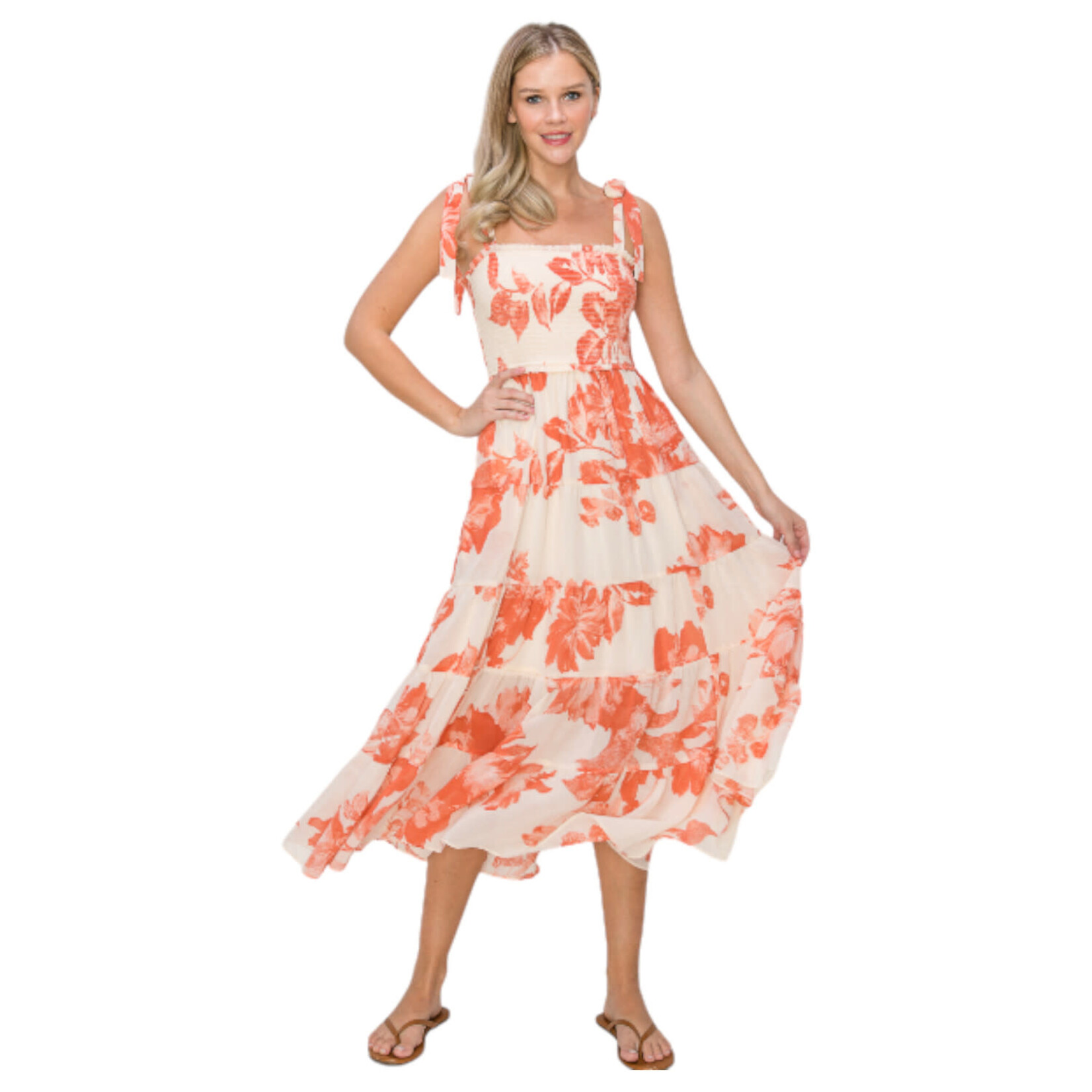 ONE THE LAND ONE THE LAND SLEEVELESS FLORAL MIDI DRESS OL24A197-1