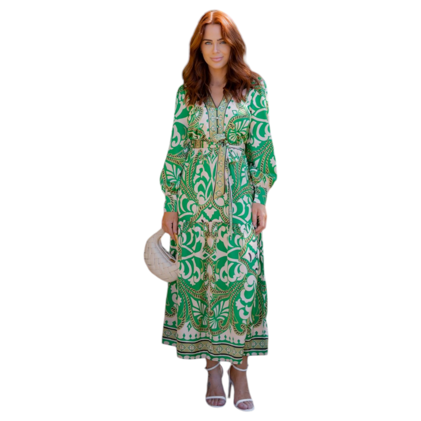 ROKOKO ROKOKO SATIN BOARDER PRINT MIDI DRESS R8133