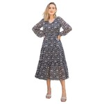 ROKOKO ROKOKO ELASTIC WAIST LONG SLEEVE MIDI DRESS R601832-V