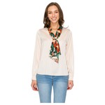 DNA DNA SATIN LONG SLEEVE CONTRAST SCARF TOP 4441T-24066