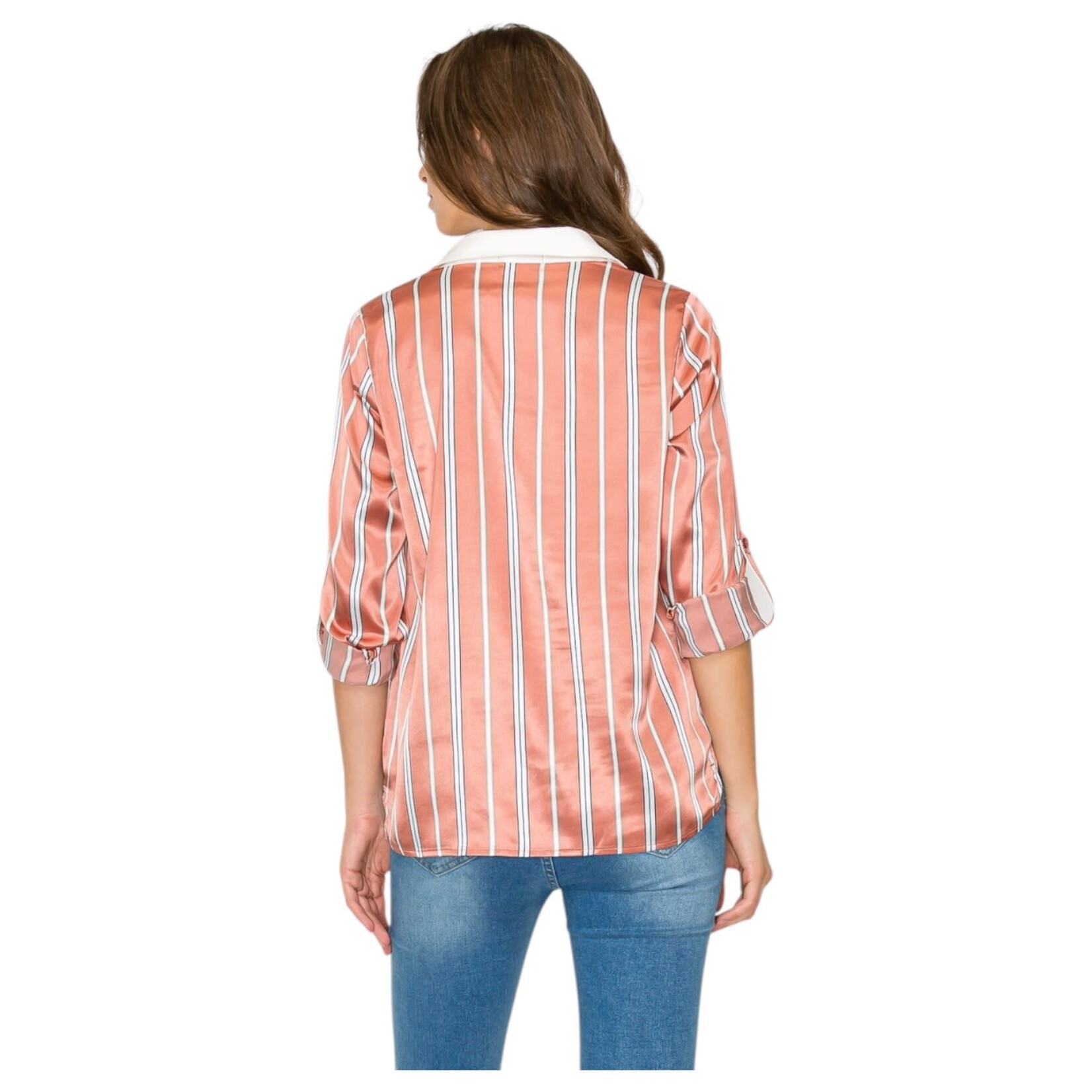 DNA DNA SATIN ROLL TAB LONG SLEEVE SHIRT 4436B-24065