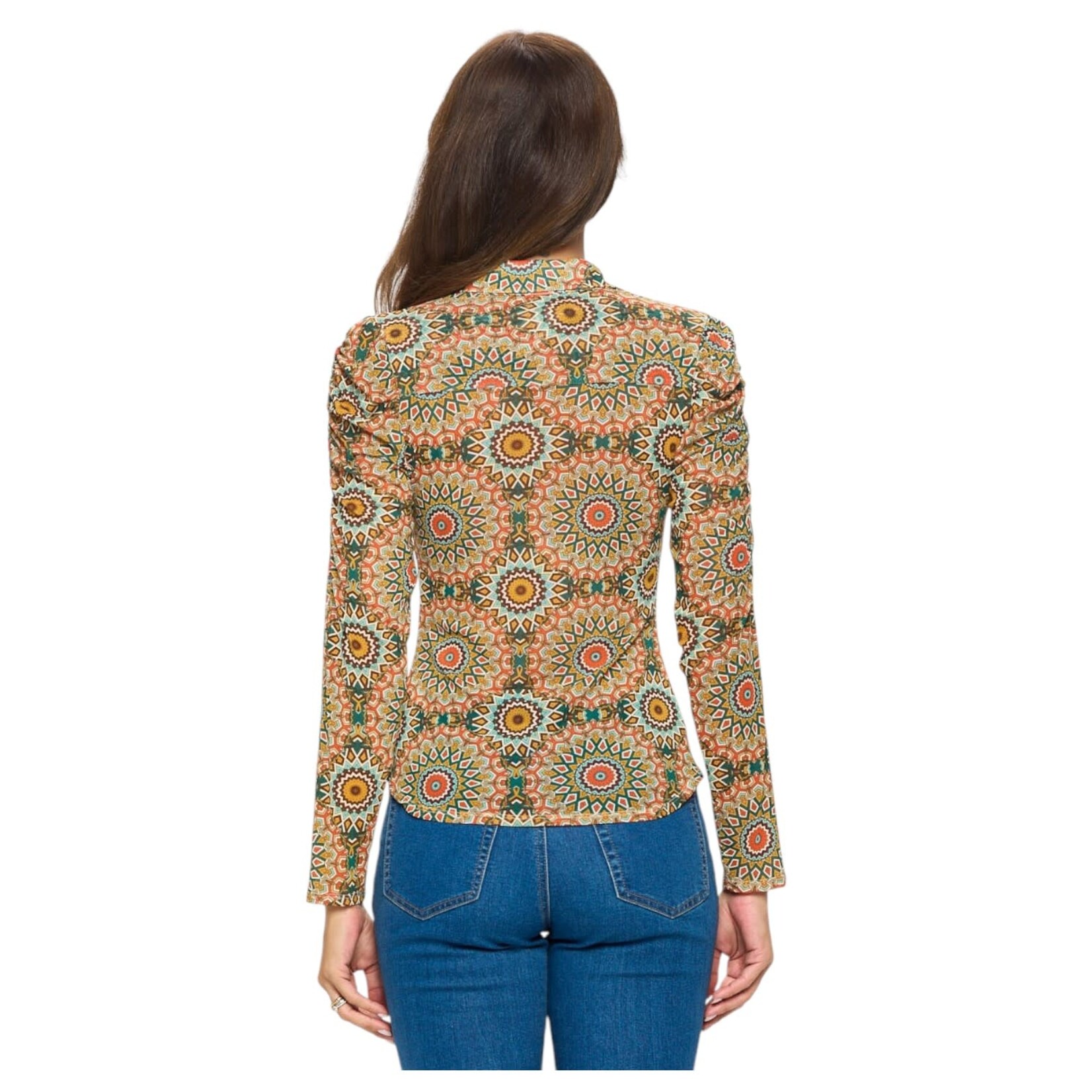 DNA DNA MESH BUTTON UP TOP 2410B-22108