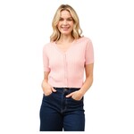 CIELO CIELO SHORT SLEEVE RIBBED CARDIGAN SW252