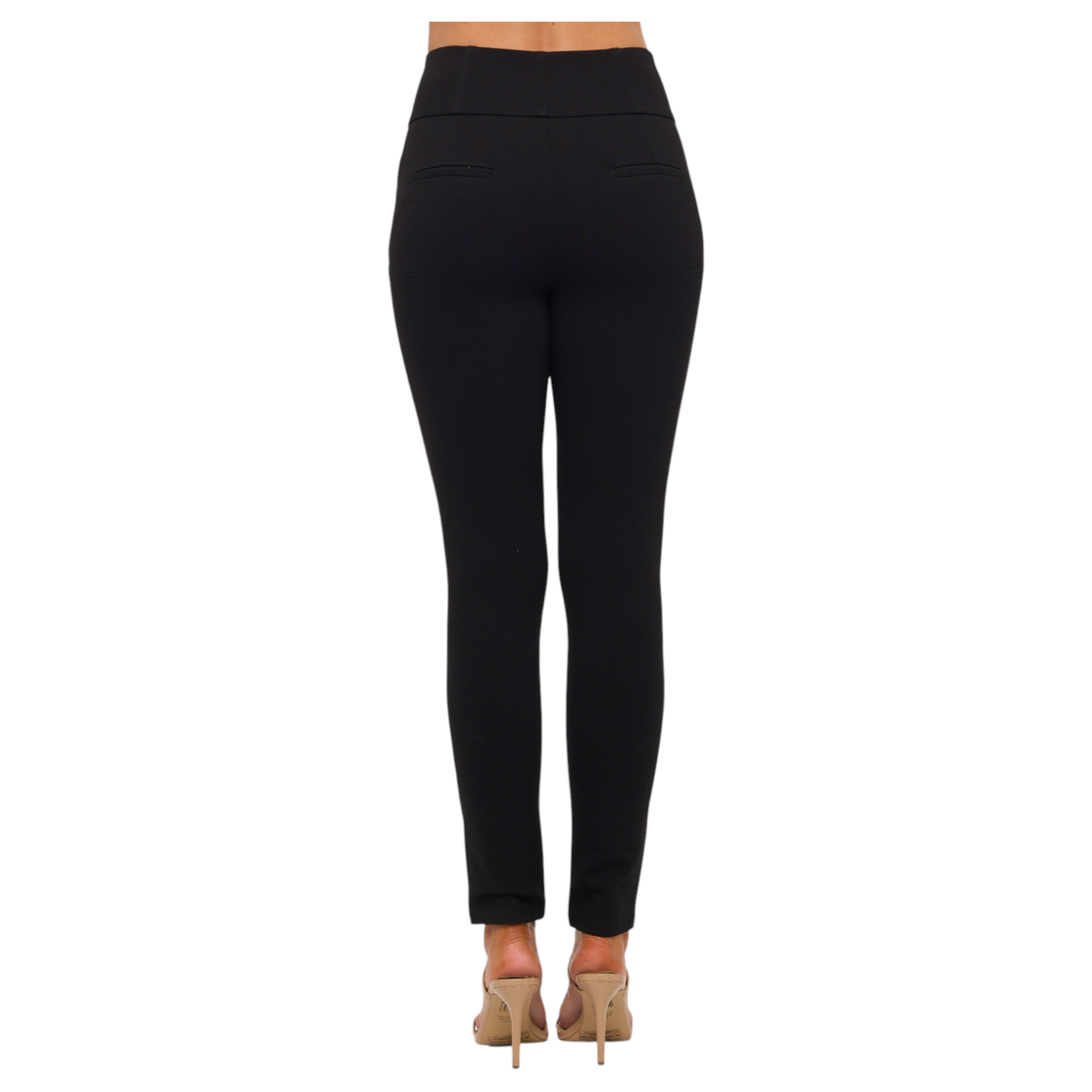 CHOCOLATE CHOCOLATE PONTE HGIH WAISTED 3 BUTTON DETAIL PANTS YP5007