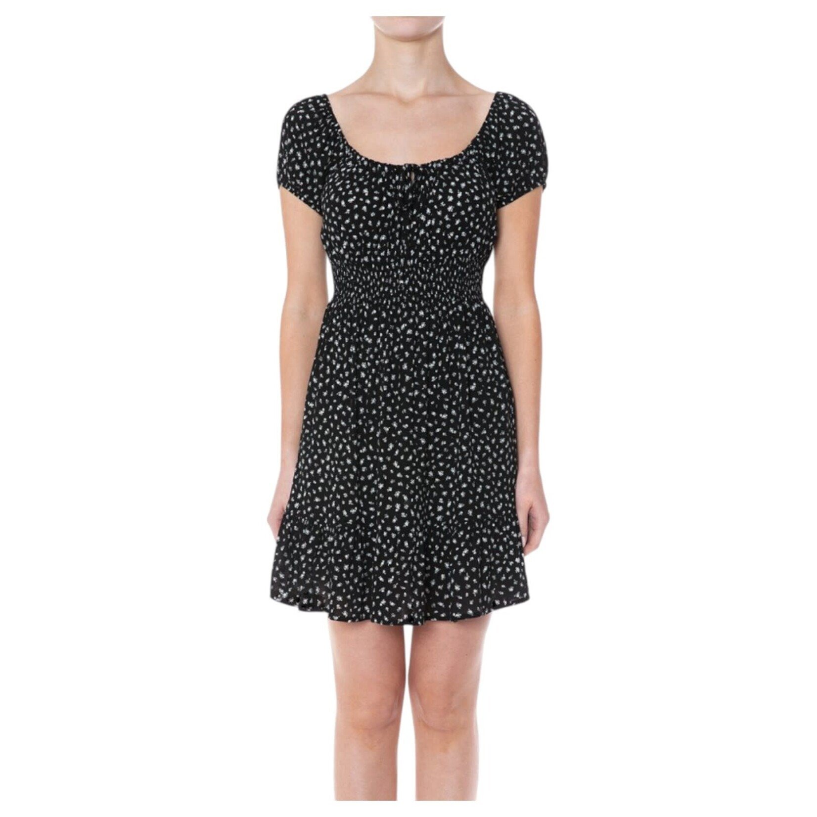 AMBIANCE APPAREL AMBIANCE DITSY FLORAL SHORT SLEEVE TIERED MINI DRESS 75949-1