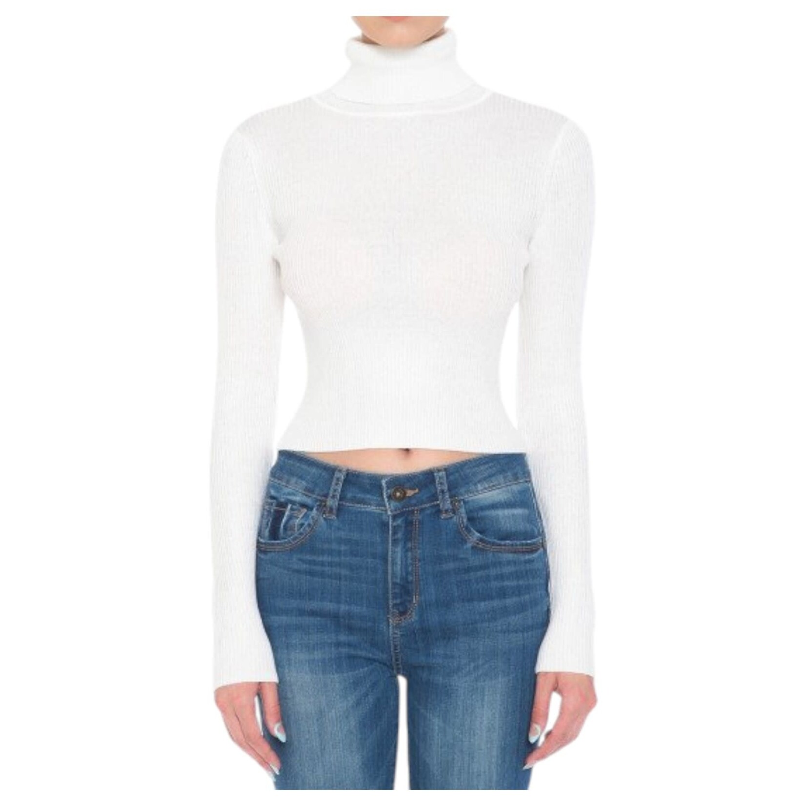 AMBIANCE APPAREL AMBIANCE CROP TURTLE NECK SWEATER 73072
