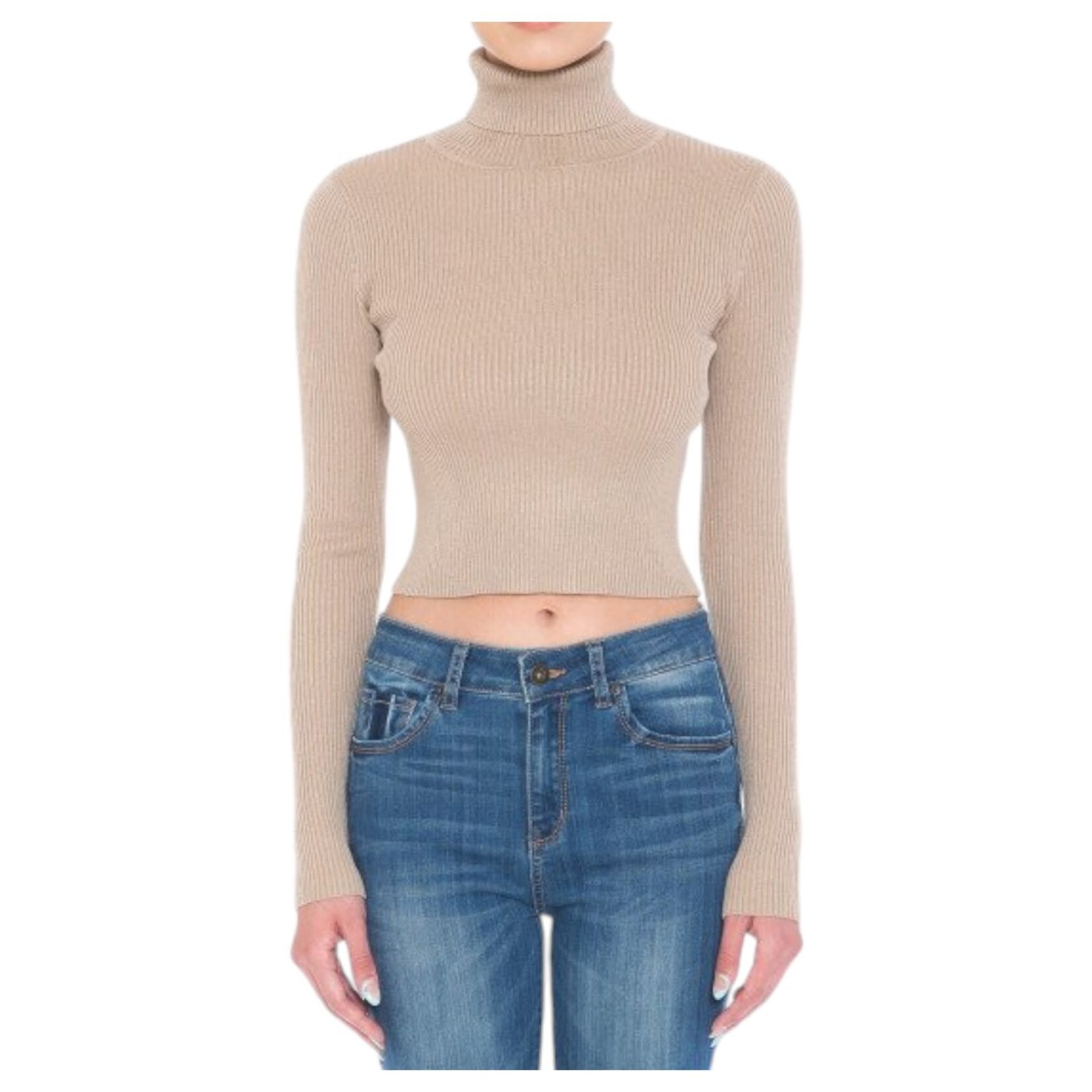 AMBIANCE APPAREL AMBIANCE CROP TURTLE NECK SWEATER 73072