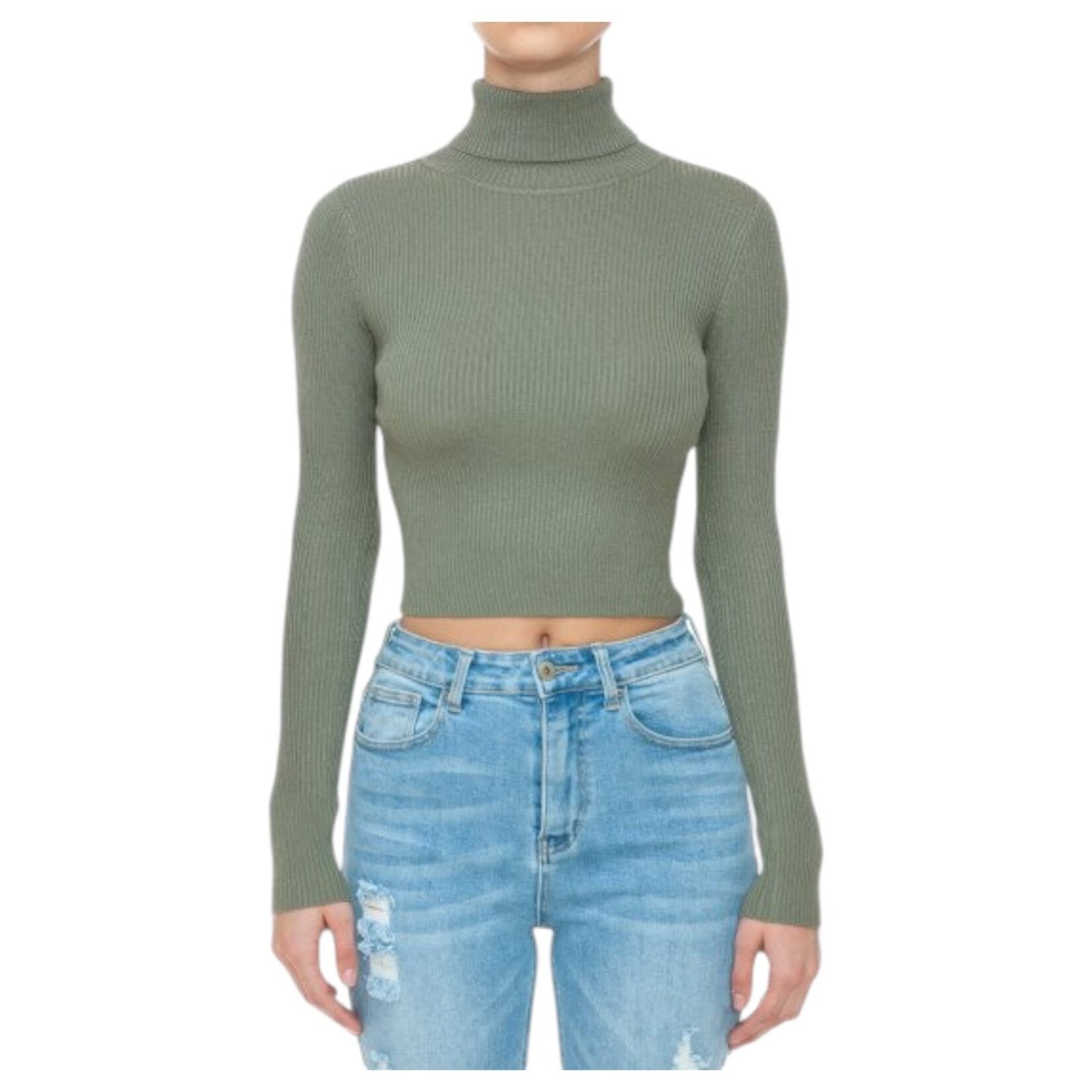 AMBIANCE APPAREL AMBIANCE CROP TURTLE NECK SWEATER 73072