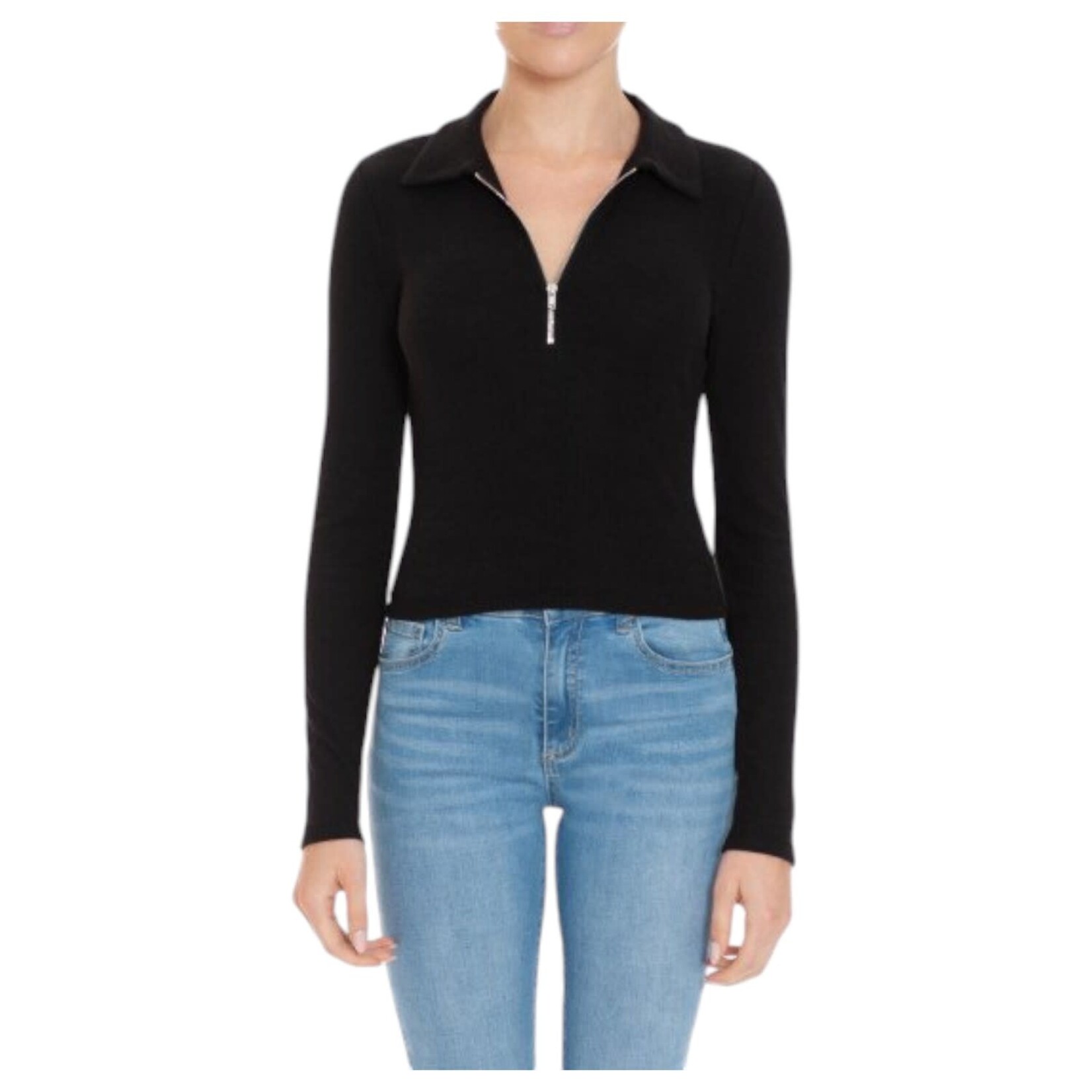 AMBIANCE APPAREL AMBIANCE ZIPPER LONG SLEEVE TOP 75430