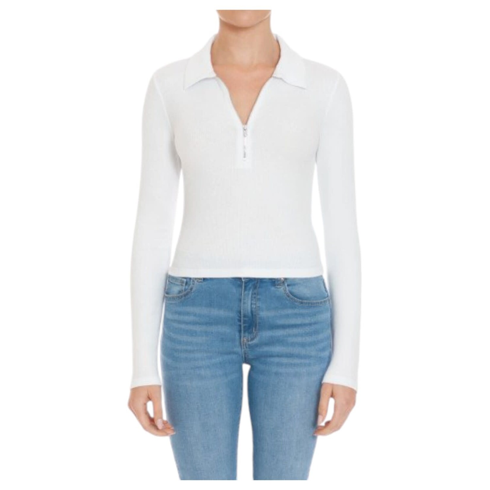 AMBIANCE APPAREL AMBIANCE ZIPPER LONG SLEEVE TOP 75430