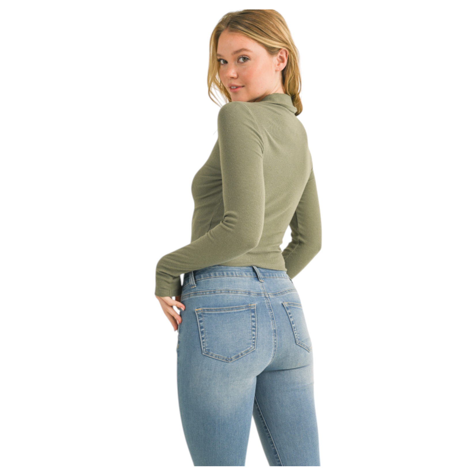 AMBIANCE APPAREL AMBIANCE ZIPPER LONG SLEEVE TOP 75430