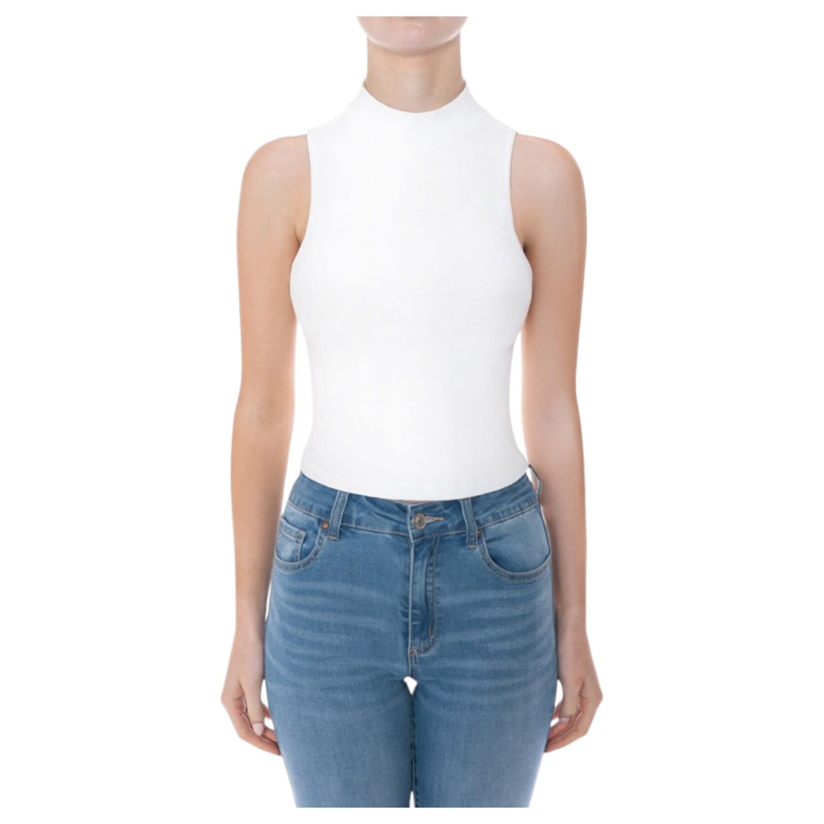 AMBIANCE APPAREL AMBIANCE RIBBED MOCK NECK SLEEVELESS TOP 75815