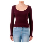 AMBIANCE APPAREL AMBIANCE SCOOP NECK WITH LACE TRIM RIBBED LONG SLEEVE TOP 75791