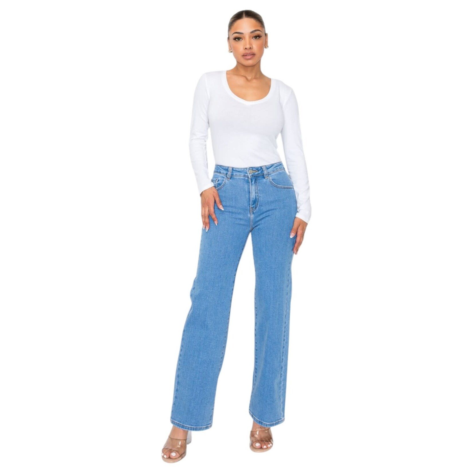 ENCORE JEANS ENCORE HIGH RISE CLASSIC WIDE LEG JEAN V2434L