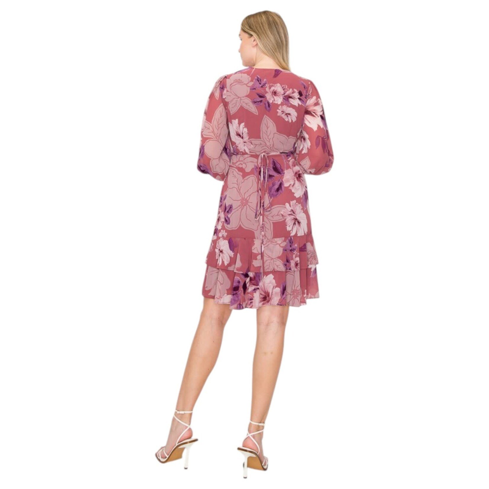 ONE THE LAND ONE THE LAND FLORAL LONG SLEEVE WRAP MINI DRESS OL24A163-1
