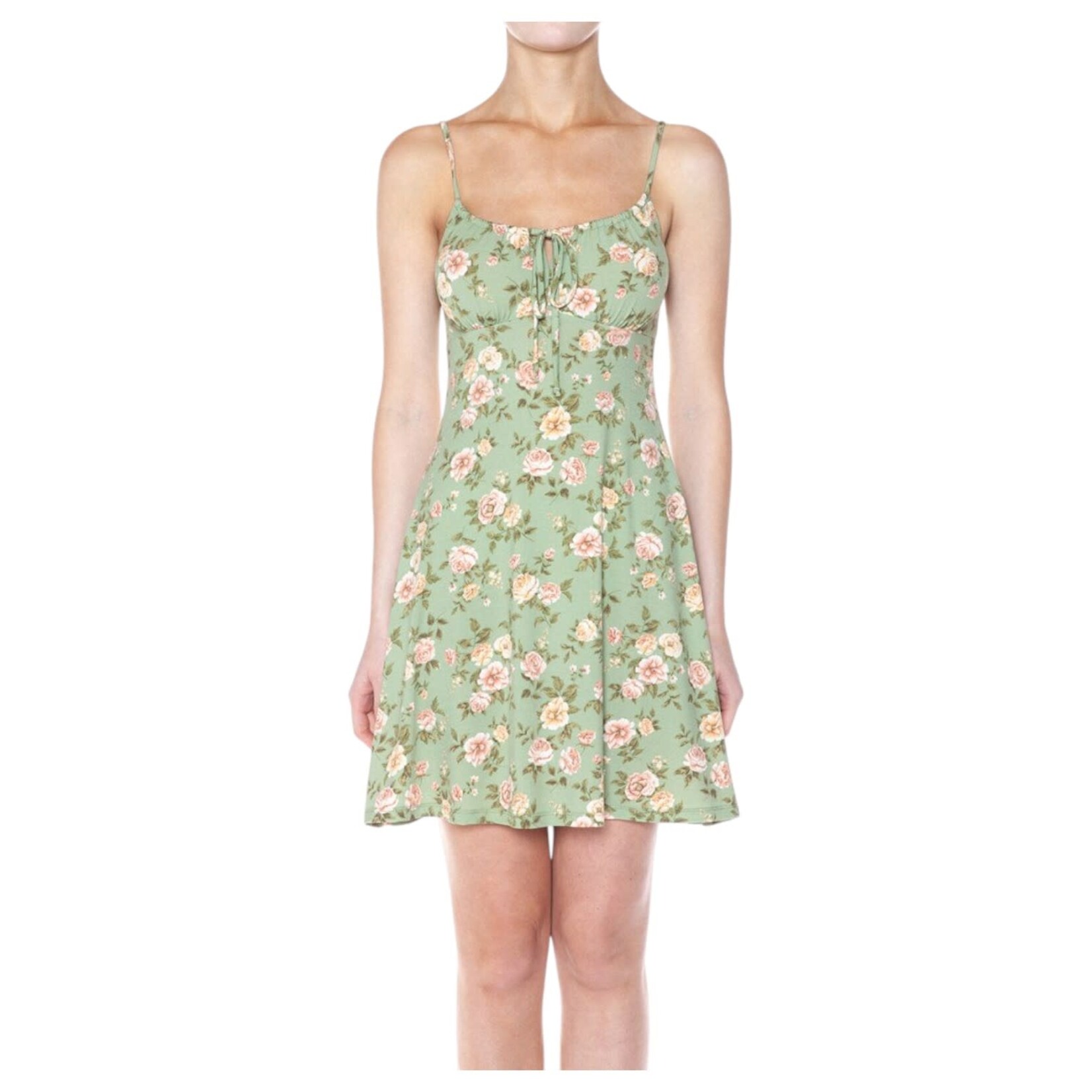 AMBIANCE APPAREL AMBIANCE FLORAL TIE FRONT CAMI MINI DRESS 76198-1