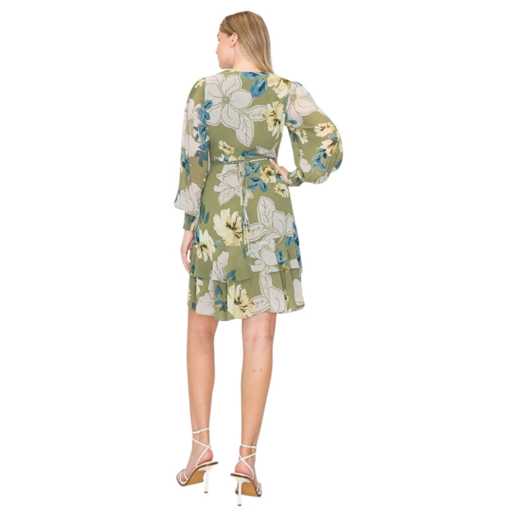 ONE THE LAND ONE THE LAND FLORAL LONG SLEEVE WRAP MINI DRESS OL24A163-1