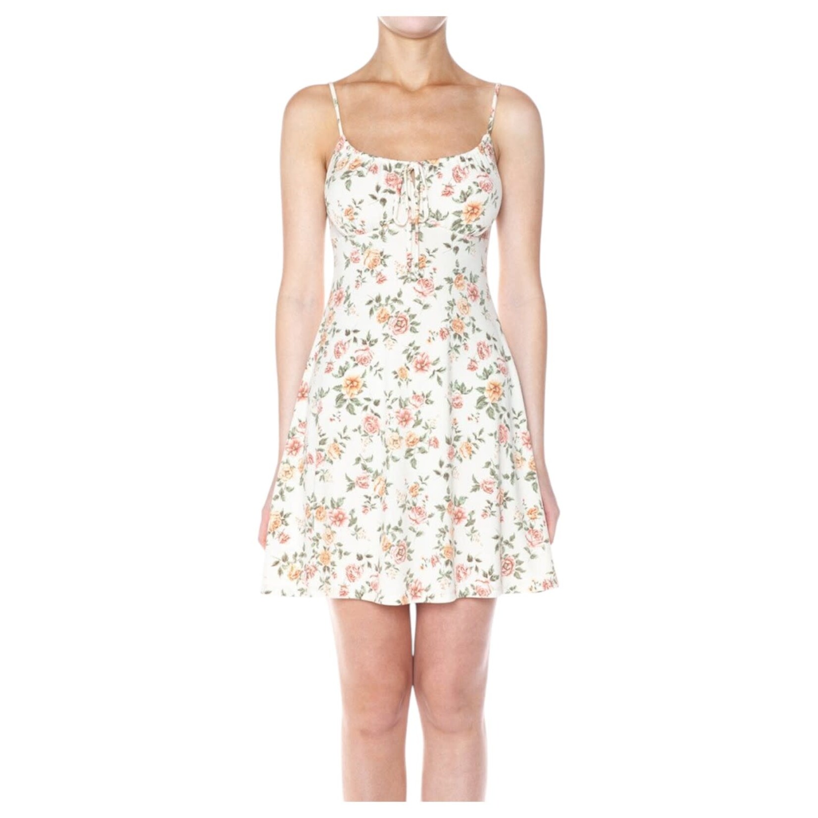 AMBIANCE APPAREL AMBIANCE FLORAL TIE FRONT CAMI MINI DRESS 76198-1