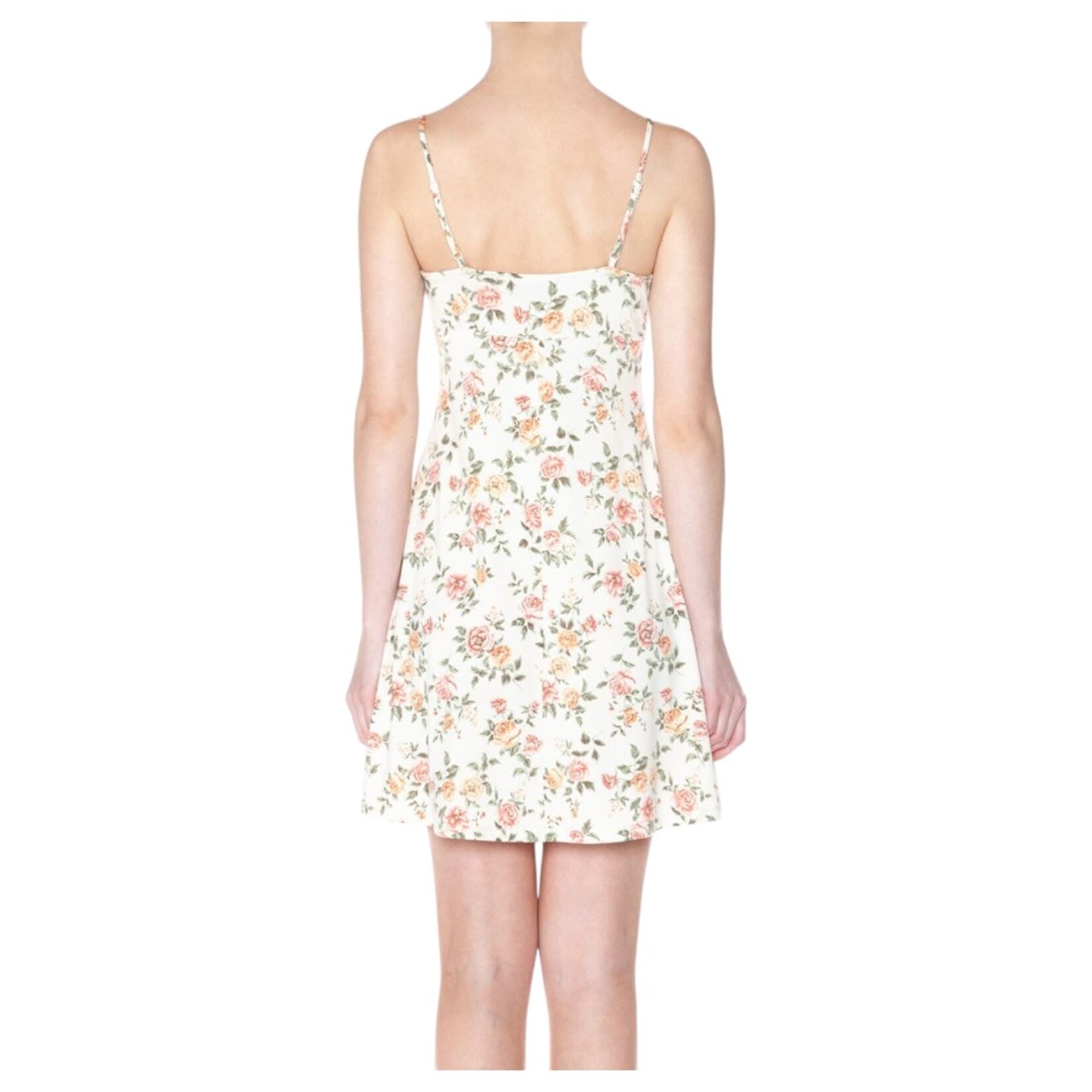AMBIANCE APPAREL AMBIANCE FLORAL TIE FRONT CAMI MINI DRESS 76198-1