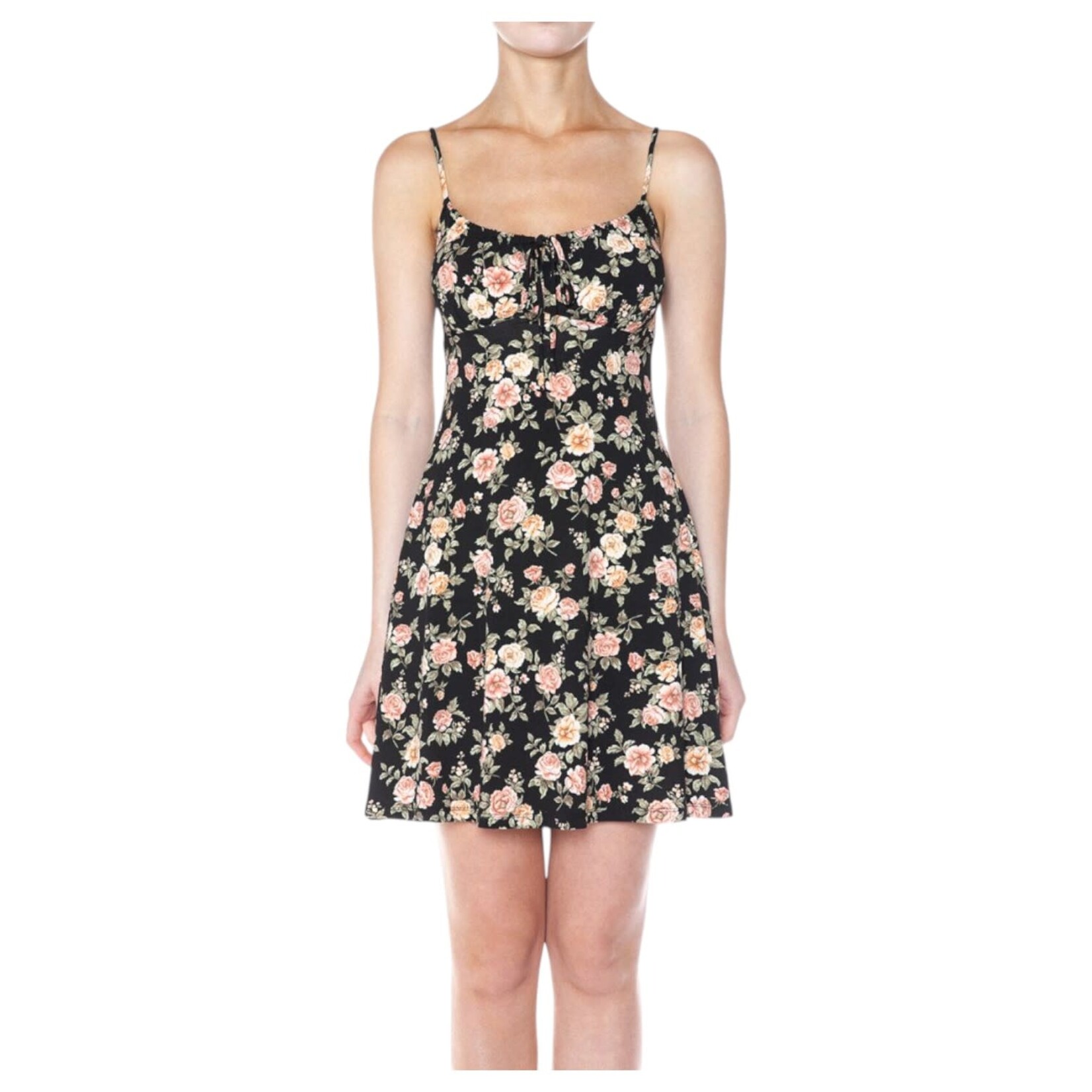 AMBIANCE APPAREL AMBIANCE FLORAL TIE FRONT CAMI MINI DRESS 76198-1
