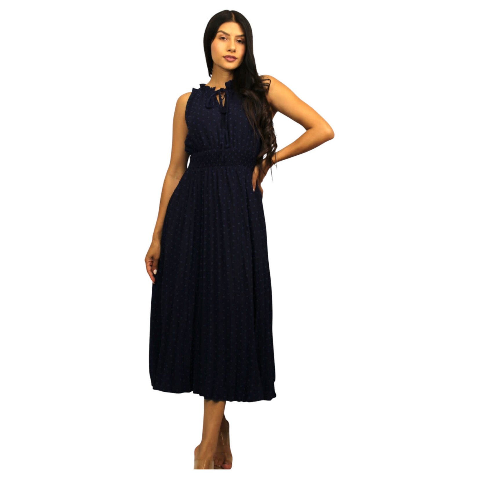 MISS KELLY MISS KELLY SLEEVELESS SWISS DOT MAXI DRESS SD5442