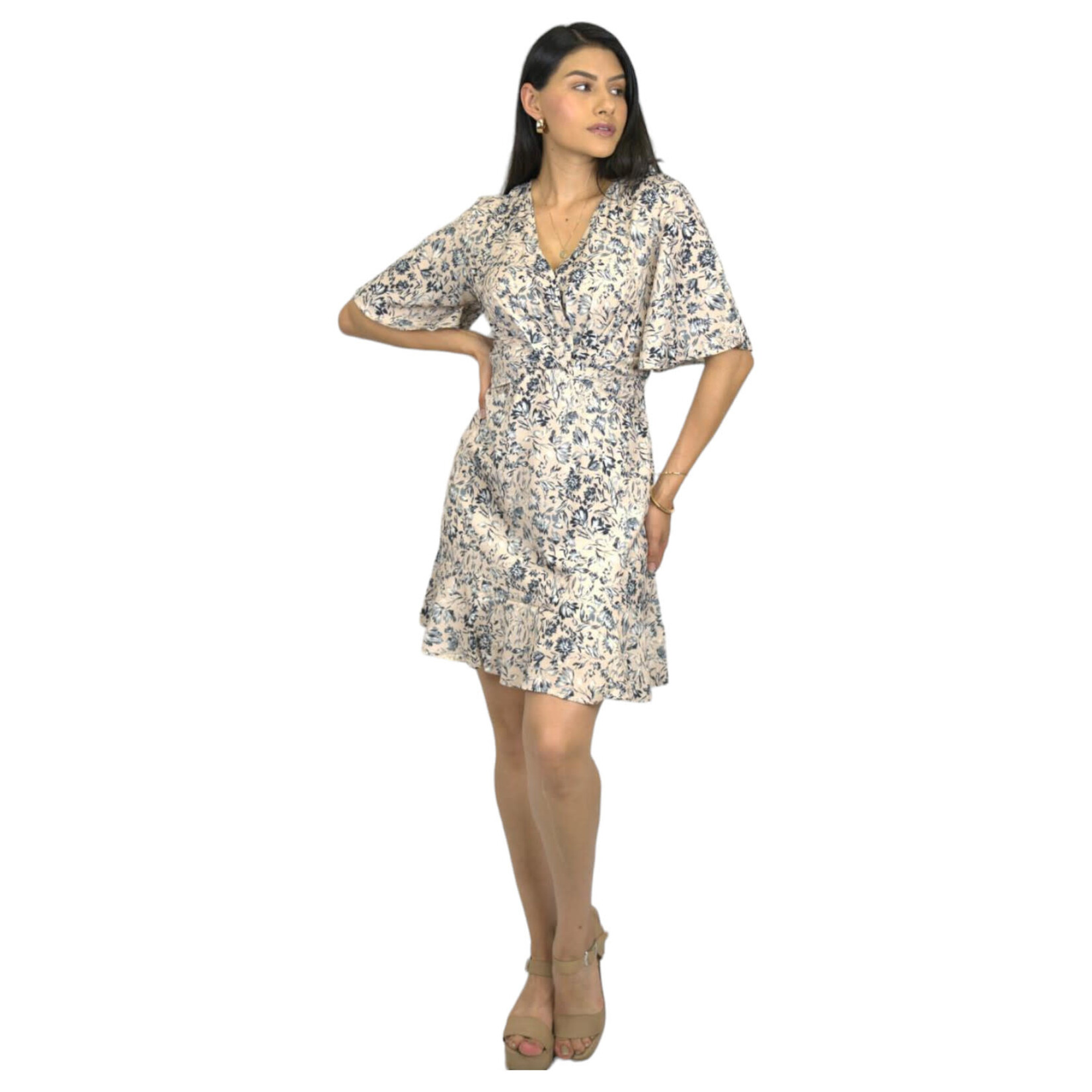 MISS KELLY MISS KELLY FLORAL 3/4 BELL SLEEVE MIDI DRESS SD3146