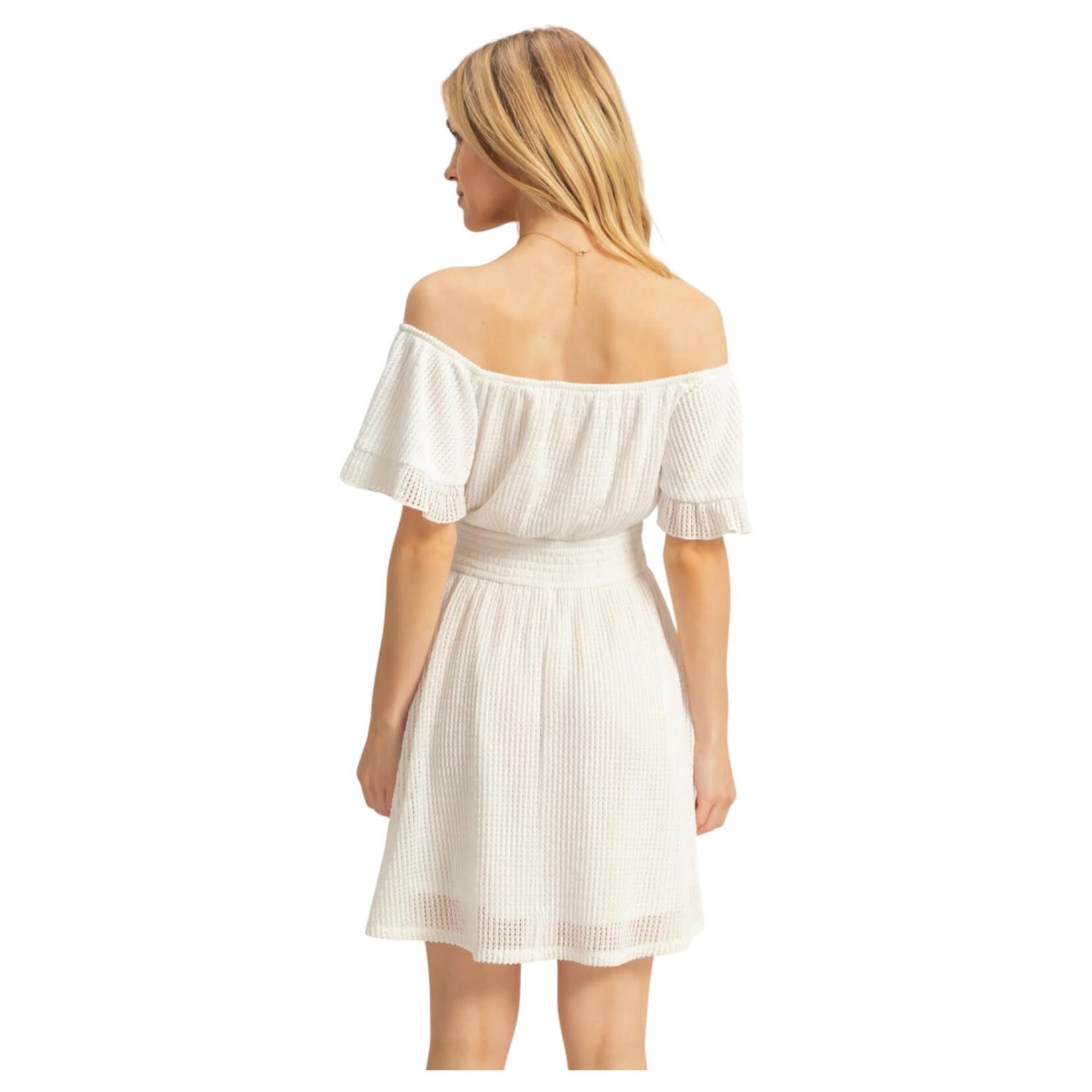 HYFVE HYFVE CROCHET OFF SHOULDER MINI DRESS HF25E125