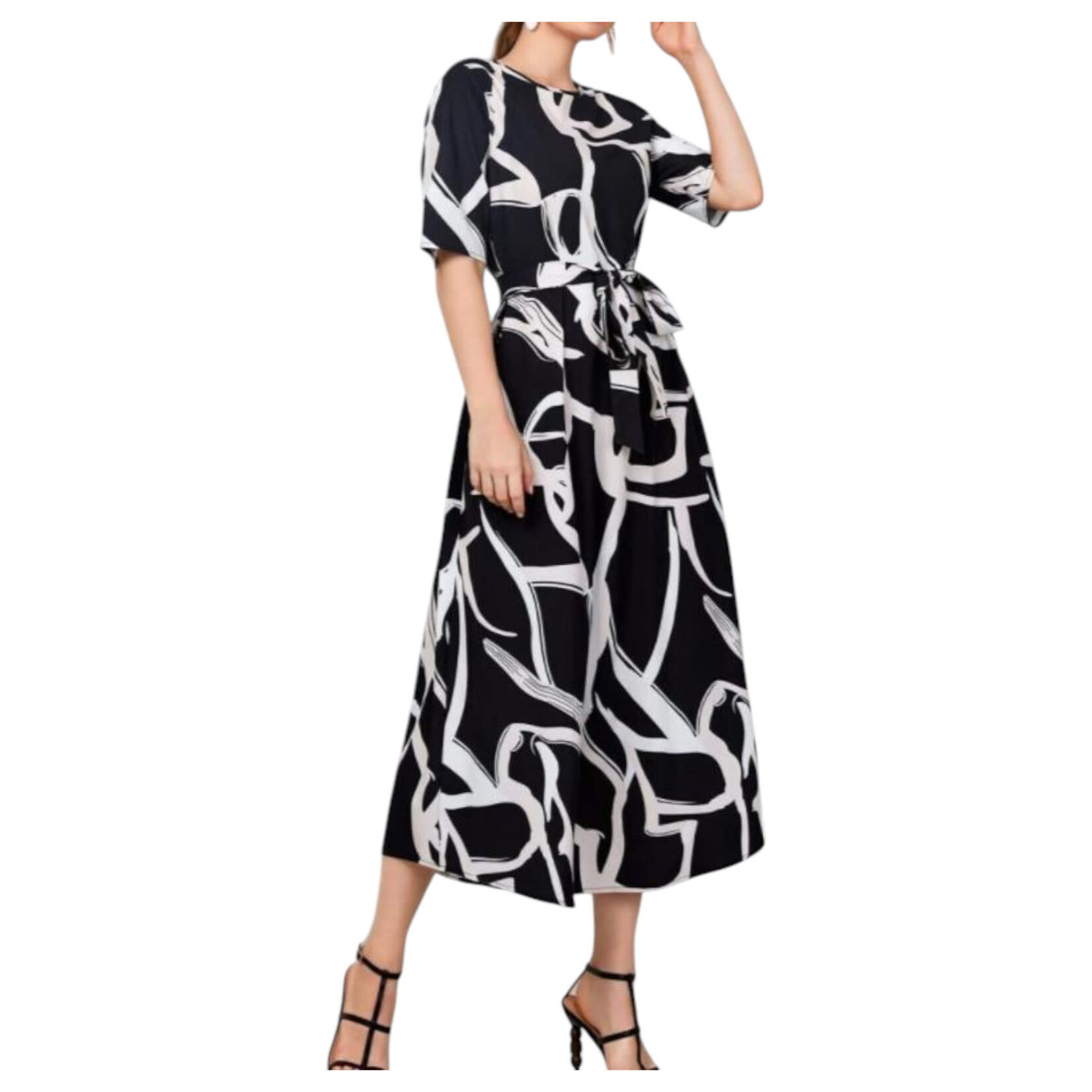 MISS KELLY MISS KELLY SHORT SLEEVE PATTERNED DRESS SD3865