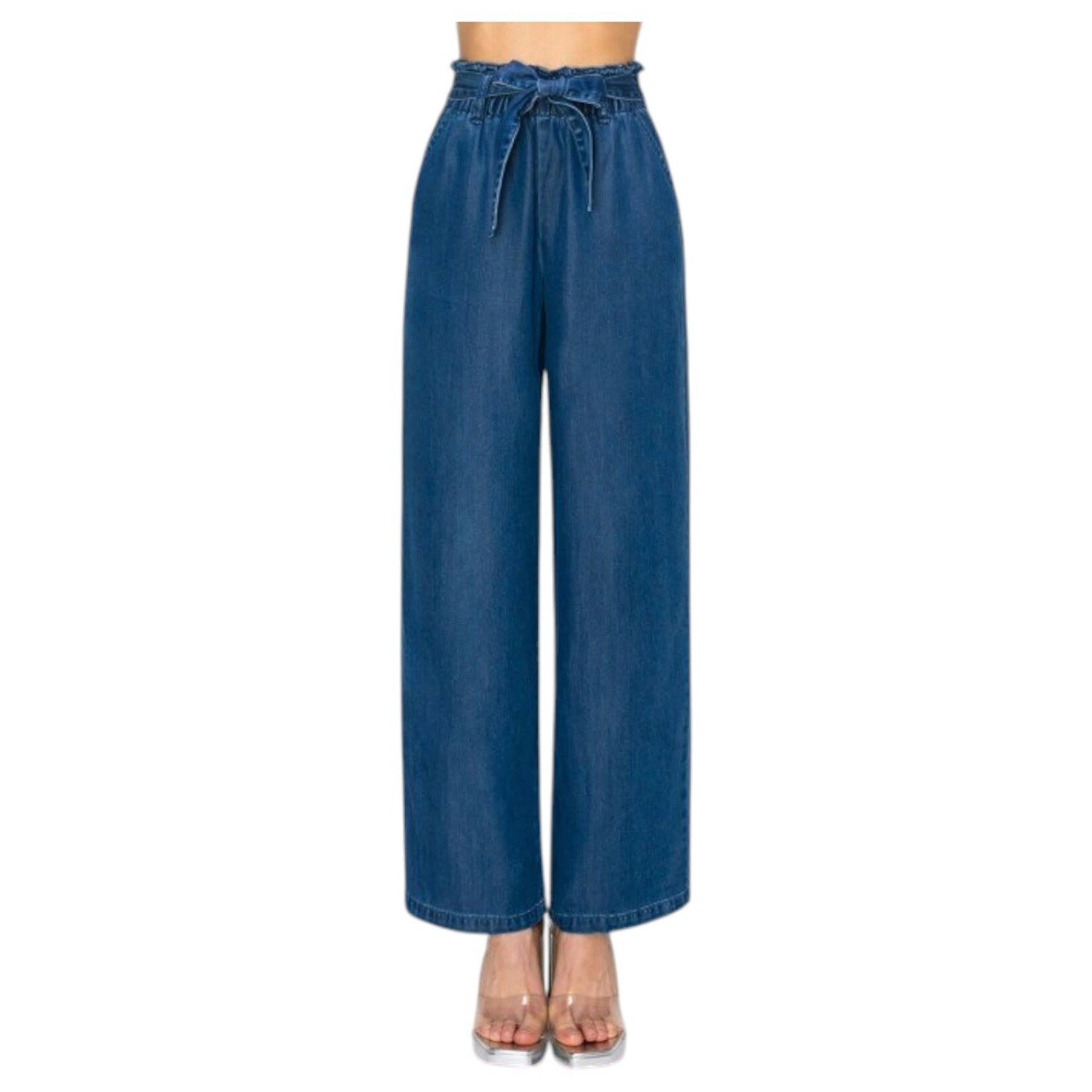 WAX JEANS WAX ELASTIC BAND W/BELT LOOSE JEAN 90342