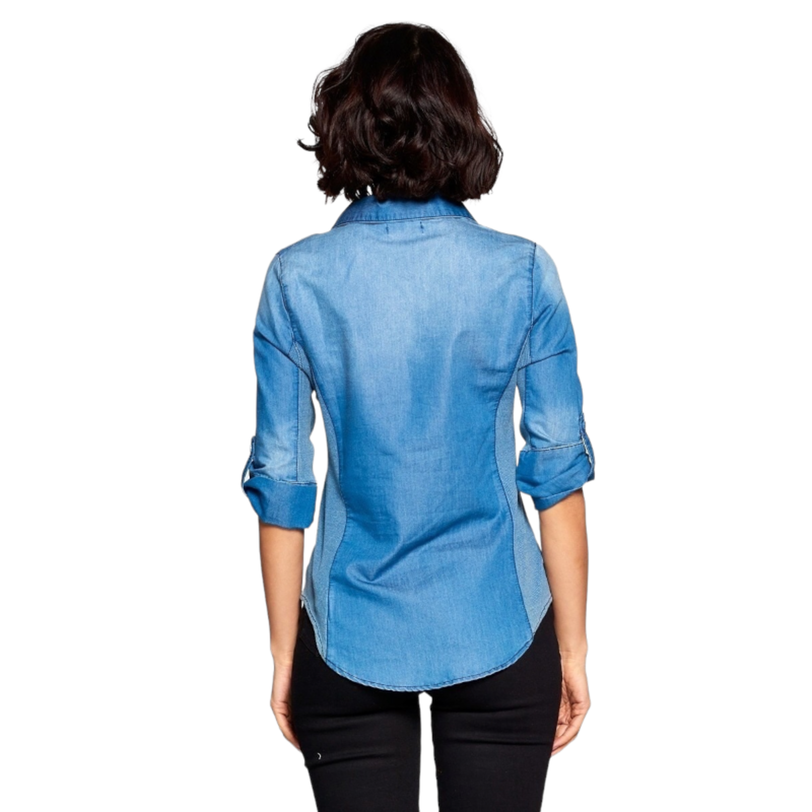 CHOCOLATE CHOCOLATE 3/4 SLEEVE BUTTON DOWN SHIRT MT1903