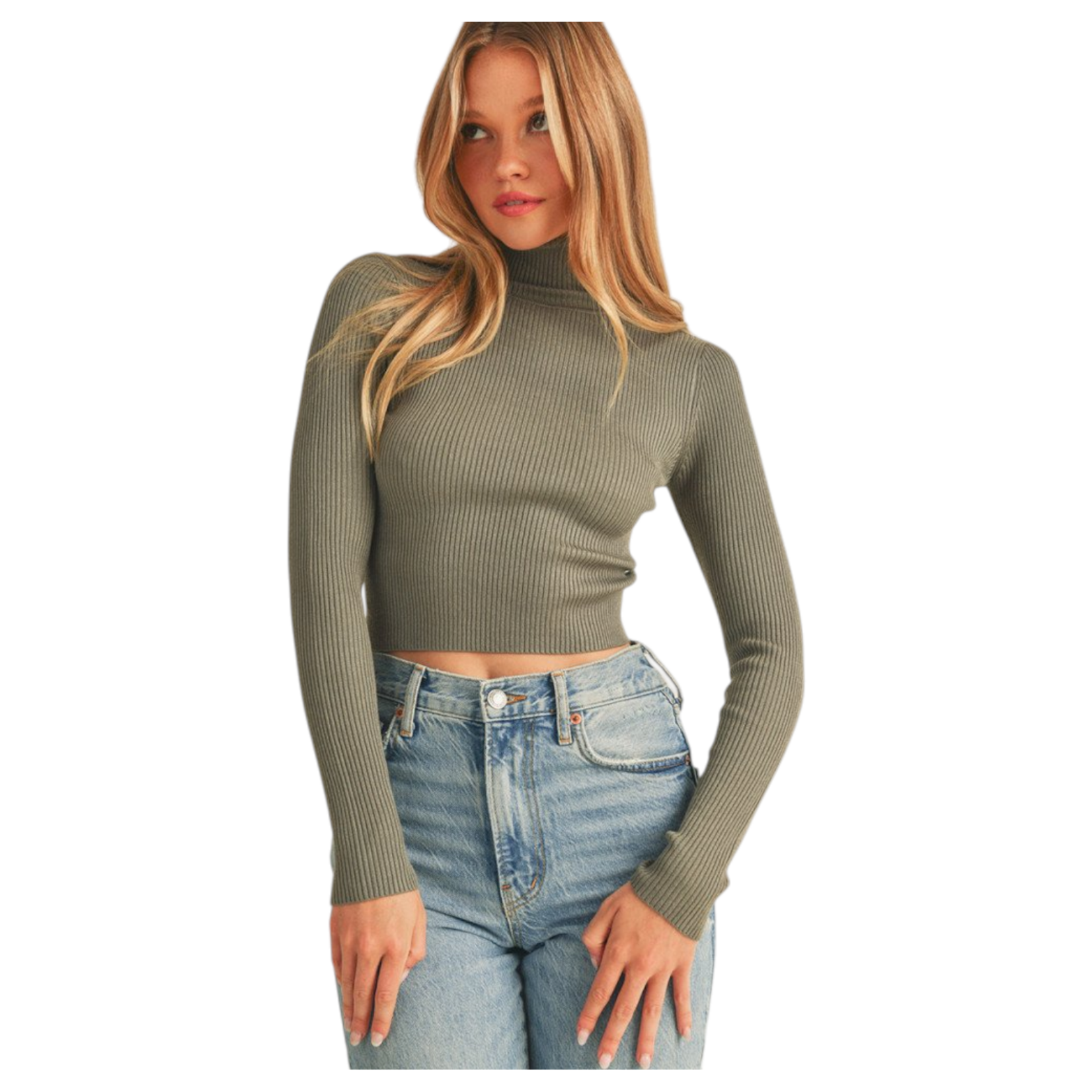 AMBIANCE APPAREL AMBIANCE CROP TURTLE NECK SWEATER 73072