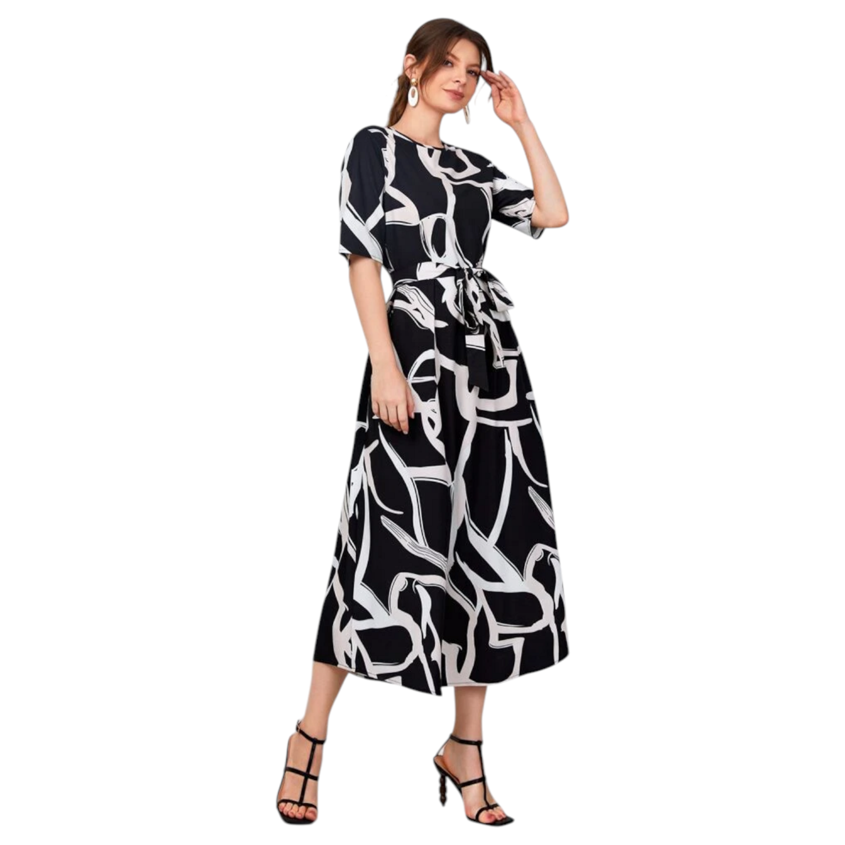 MISS KELLY MISS KELLY SHORT SLEEVE PATTERNED DRESS SD3865