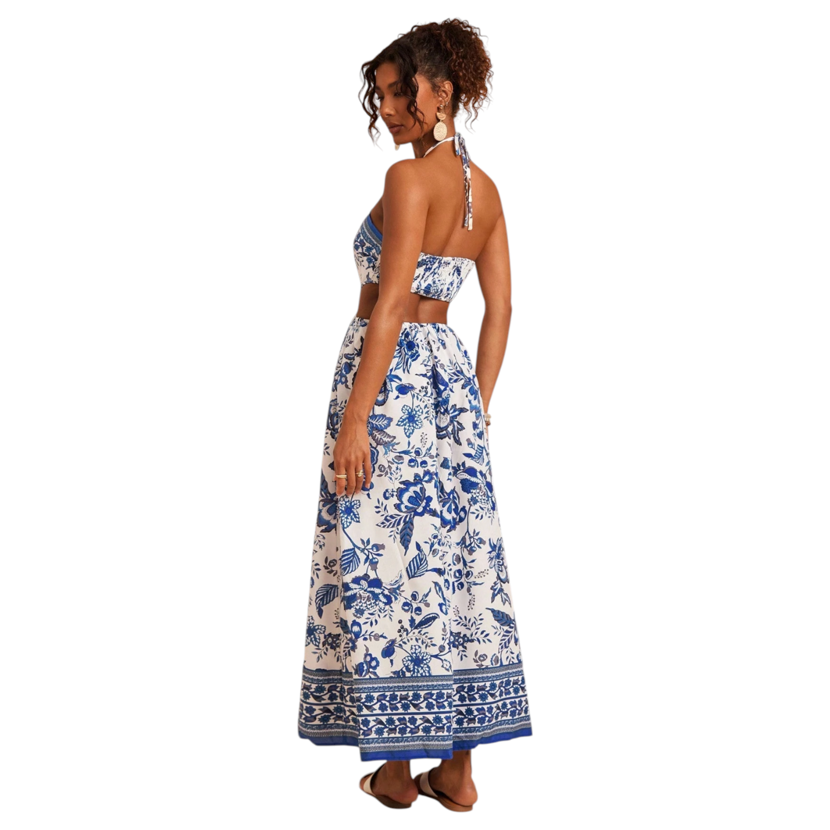 MISS KELLY MISS KELLY FLORAL HALTER NECK SLEEVELESS MAXI DRESS W/ SLIT SD5298