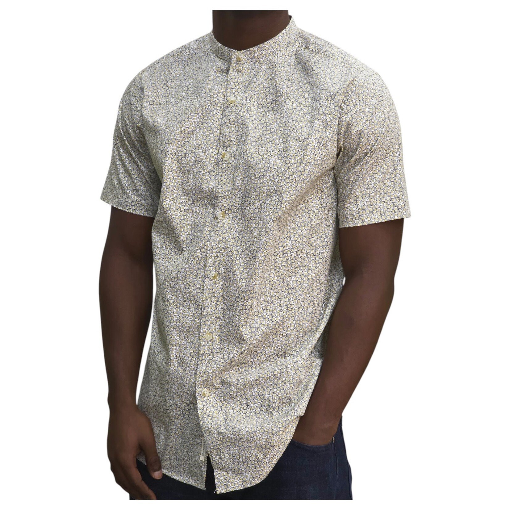 ESTIVANELI ESTIVANELI CHINESE COLLAR SHORT SLEEVE SHIRT KD-101672