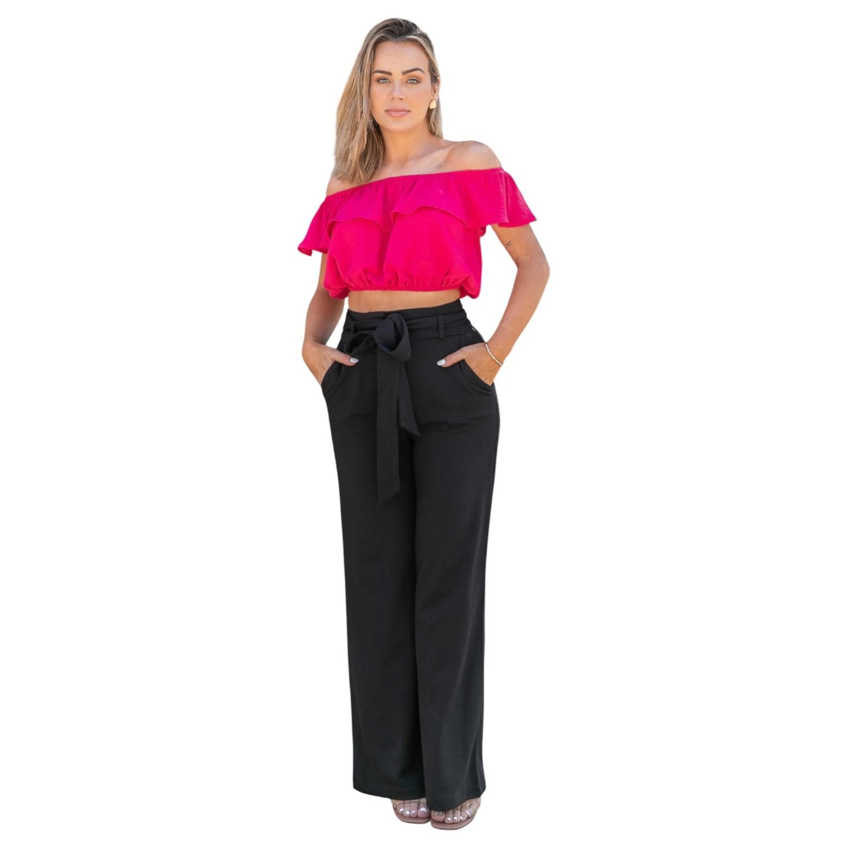 DAZZ DAZZ CREPE WIDE LEG WAIST TIE DRESSPANT D36166