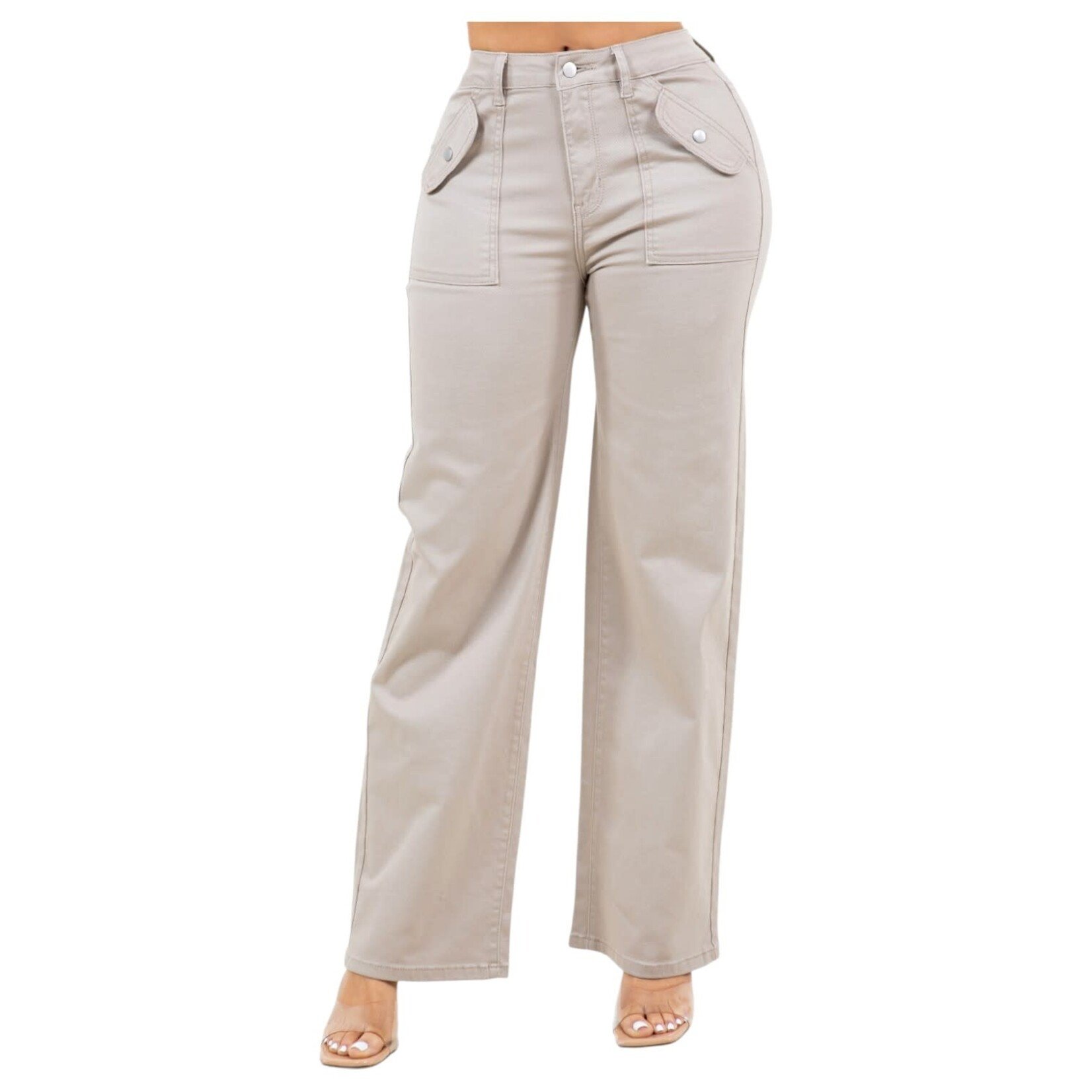 ENCORE JEANS ENCORE HIGH RISE PATCH POCKETS WIDE LEG JEAN V2620KH