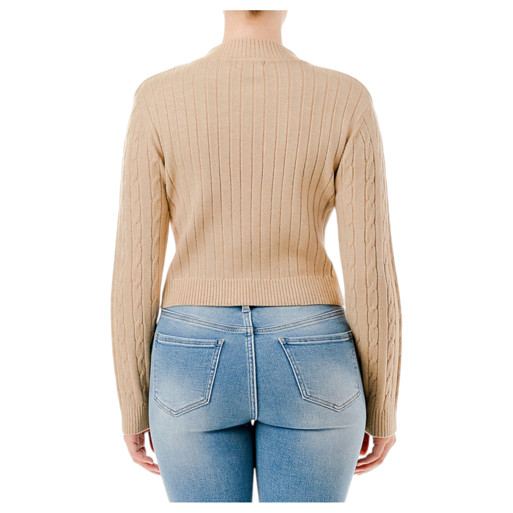 AMBIANCE APPAREL AMBIANCE CABLE KNIT CROP SWEATER 76780