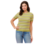 CIELO CIELO STRIPE PULL OVER SHORT SLEEVE SWEATER SW411
