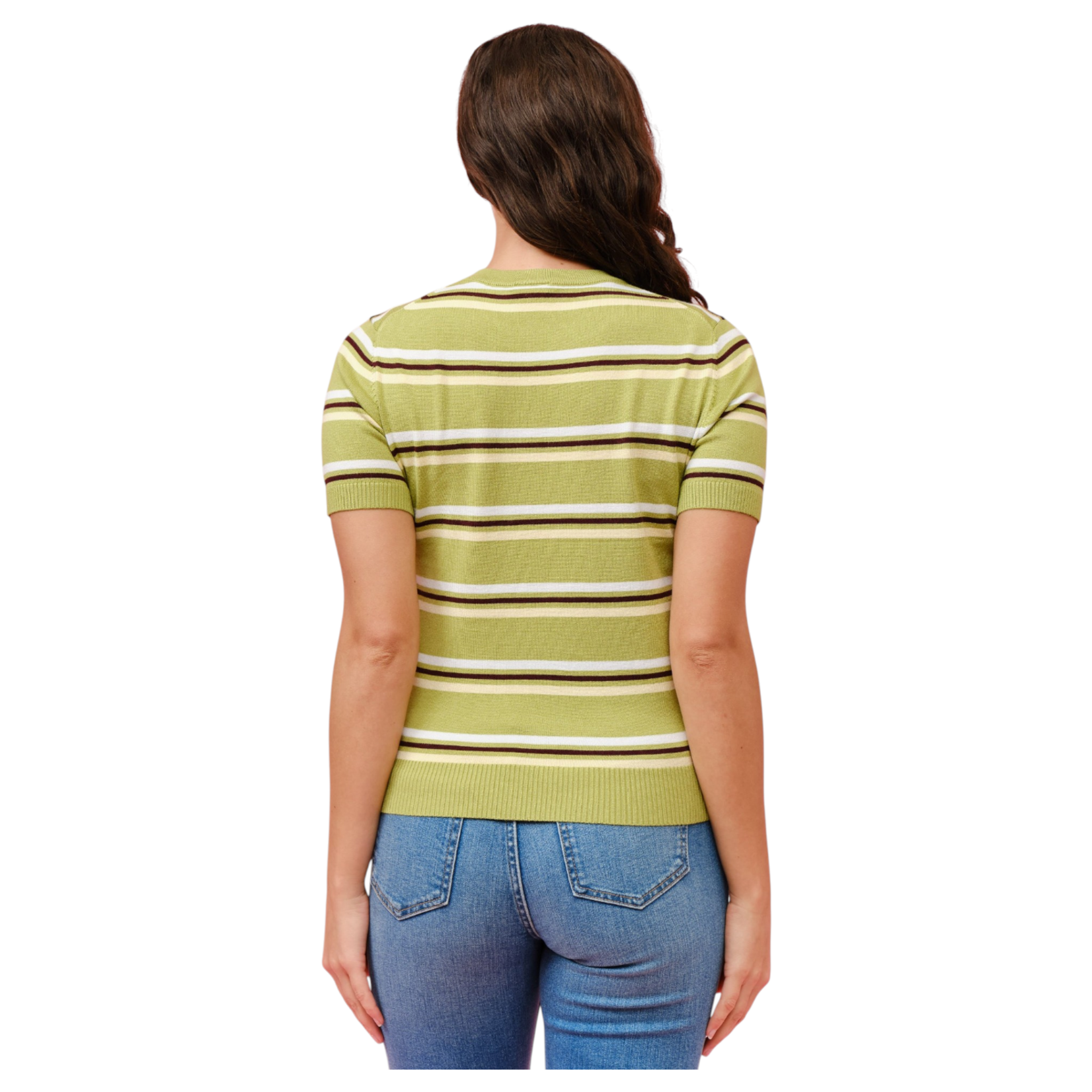 CIELO CIELO STRIPE PULL OVER SHORT SLEEVE SWEATER SW411