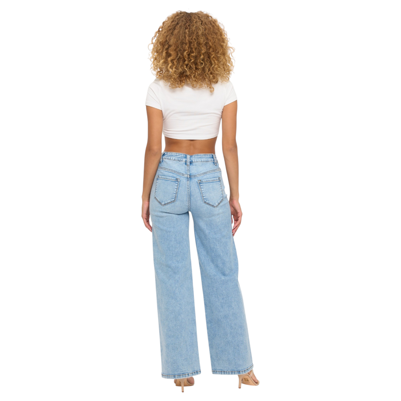 ENCORE JEANS ENCORE DESTRUCTED WIDE LEG JEAN V2626L