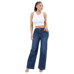 ENCORE JEANS ENCORE 2 BUTTON HIGH RISE WIDE LEG PATCH POCKET JEAN V2621D