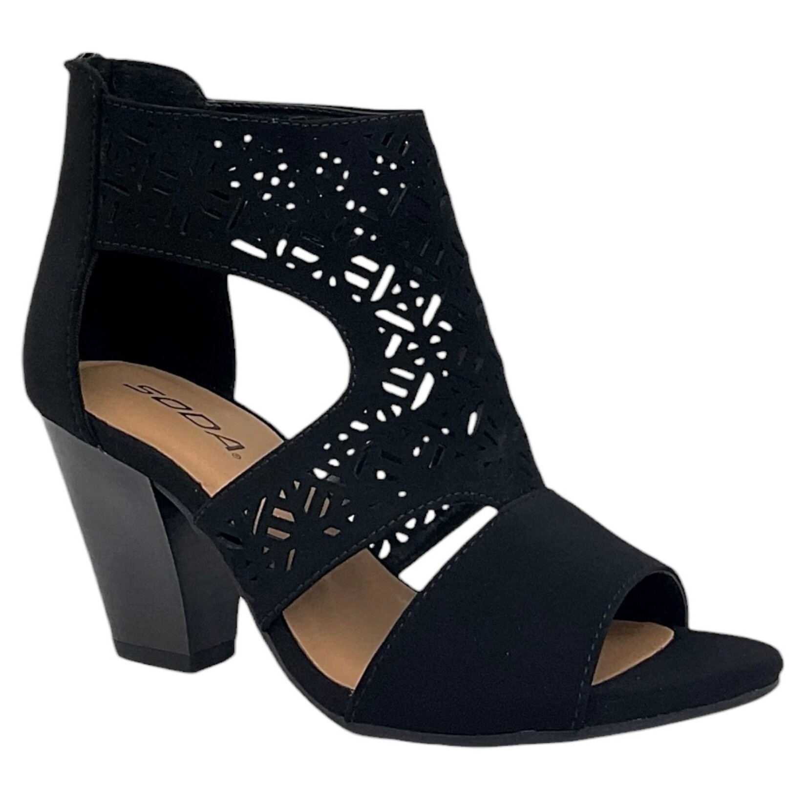 SODA SODA PEEP TOE CAGED STACKED HEEL AMICIA